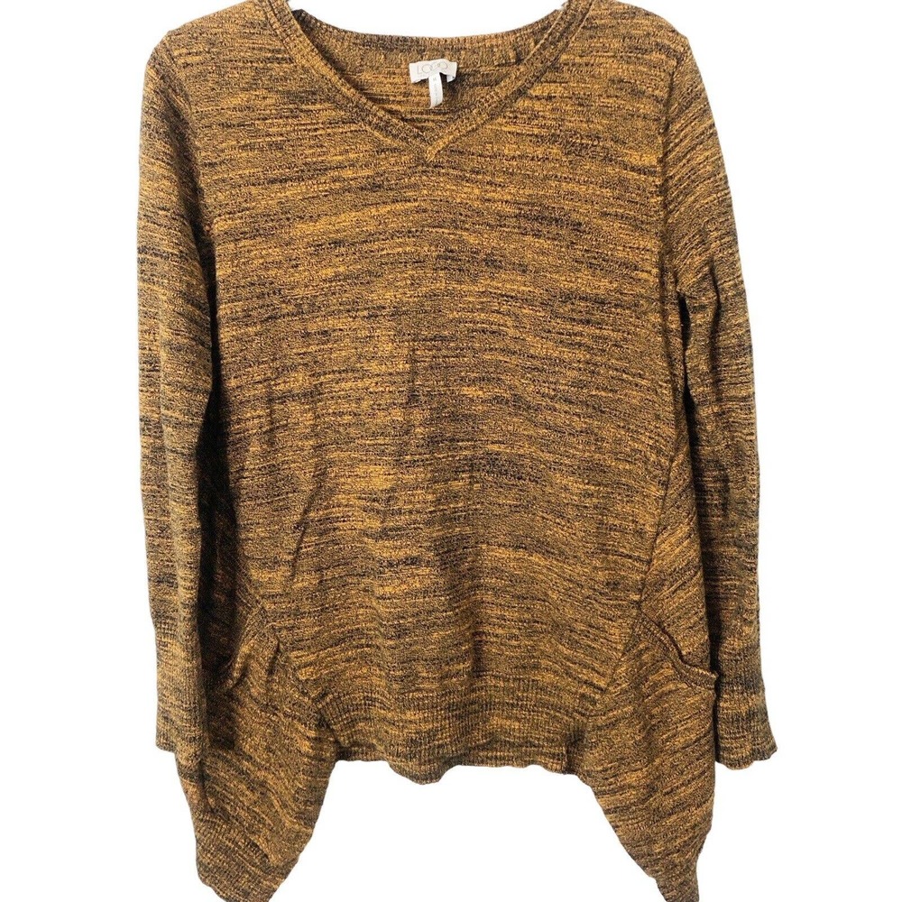 LOGO Lori Goldstein Women's Melange Cotton Cashmere Sweater Pockets Size Medium